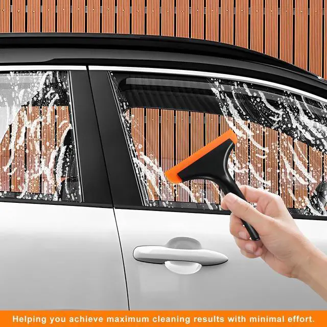 Alt view image 5 of 6 - Small Silicone Window Squeegee, 5.9" Windshield Scraper Water Wiper with 7.5" Non-Slip Handle, Multi-Purpose Window Cleaning Squeegee Water Blade for Glass Mirror Countertop
