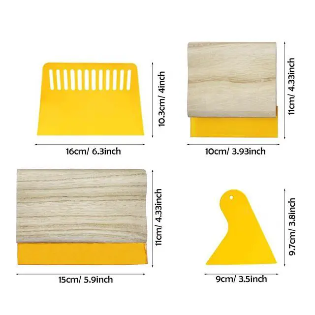 Alt view image 2 of 6 - 5 PCS Screen Printing Squeegees, Durable, Abrasion-Resistant, Water- and Oil-Resistant Dual-Purpose Screen Printing Scraper with Wooden Handle
