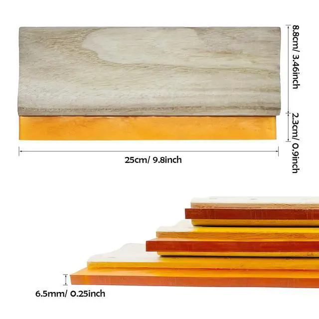 Alt view image 3 of 6 - 5 PCS Screen Printing Squeegees, Durable, Abrasion-Resistant, Water- and Oil-Resistant Dual-Purpose Screen Printing Scraper with Wooden Handle
