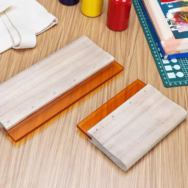 Alt view image 5 of 6 - 5 PCS Screen Printing Squeegees, Durable, Abrasion-Resistant, Water- and Oil-Resistant Dual-Purpose Screen Printing Scraper with Wooden Handle
