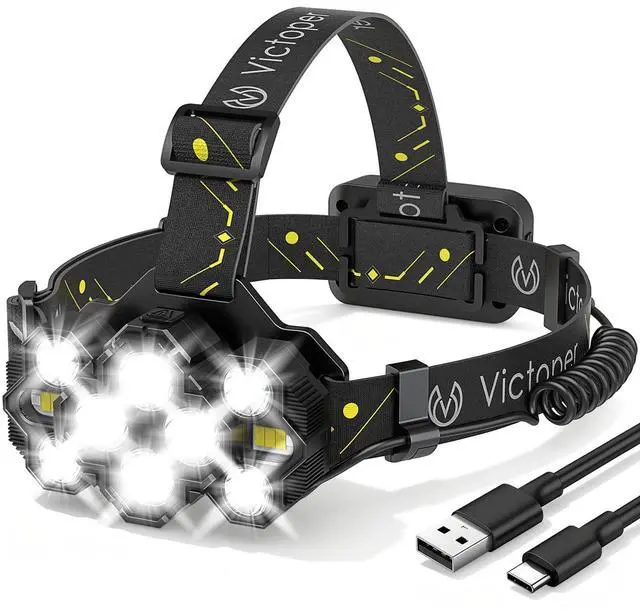Main image of Headlamp Rechargeable, High Lumen Bright 10 LEDs Head Lamp, 8+2 Modes Head Light with Red Light for Adult, Waterproof Head Flashlight for Outdoor Running, Hunting, Camping, Hiking