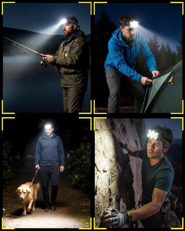 Alt view image 7 of 7 - Headlamp Rechargeable, High Lumen Bright 10 LEDs Head Lamp, 8+2 Modes Head Light with Red Light for Adult, Waterproof Head Flashlight for Outdoor Running, Hunting, Camping, Hiking