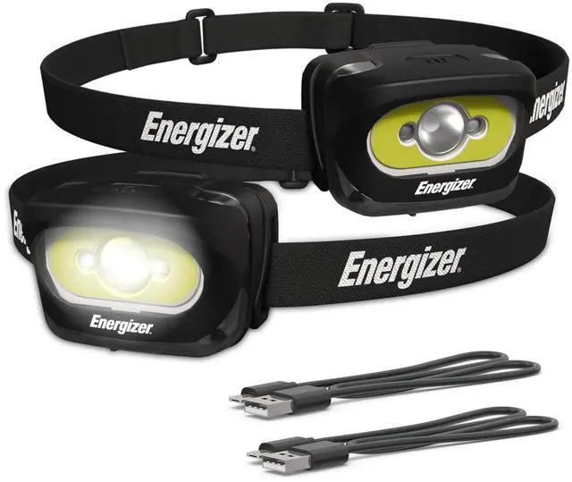 Main image of LED Rechargeable Headlamp (2-Pack), Black, LED Headlamp with Red Light Option, USB Charging Cables Included, Black