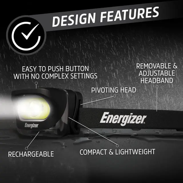Alt view image 3 of 6 - LED Rechargeable Headlamp (2-Pack), Black, LED Headlamp with Red Light Option, USB Charging Cables Included, Black