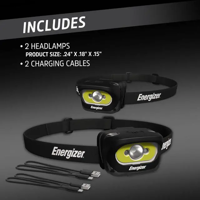Alt view image 6 of 6 - LED Rechargeable Headlamp (2-Pack), Black, LED Headlamp with Red Light Option, USB Charging Cables Included, Black