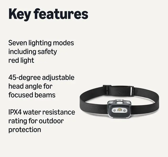 Alt view image 2 of 5 - Outdoor and Camping Essentials Headlamps, 45-Degree Adjustable, 7 Lighting Modes with Red Light, Water Resistant, 2-Pack, Black