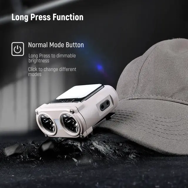 Alt view image 4 of 7 - 2-in-1 Rechargeable Headlamp & Hat Light, 800LM Clip-On Cap Light | 5 light modes, red light, 180° adjustable beam, up to 80H runtime for work & dog walkingGrey, 1 Pack