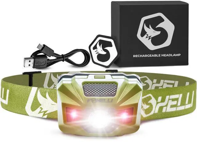 Main image of USBCRechargeable LED Headlamp UltraLight 2.4oz & Bright180Lumens Red/White Light, 5Modes, IPX5 Waterproof, 40h Runtime for Trail Running, Camping, Hiking