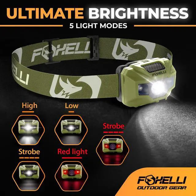 Alt view image 2 of 7 - USBCRechargeable LED Headlamp UltraLight 2.4oz & Bright180Lumens Red/White Light, 5Modes, IPX5 Waterproof, 40h Runtime for Trail Running, Camping, Hiking