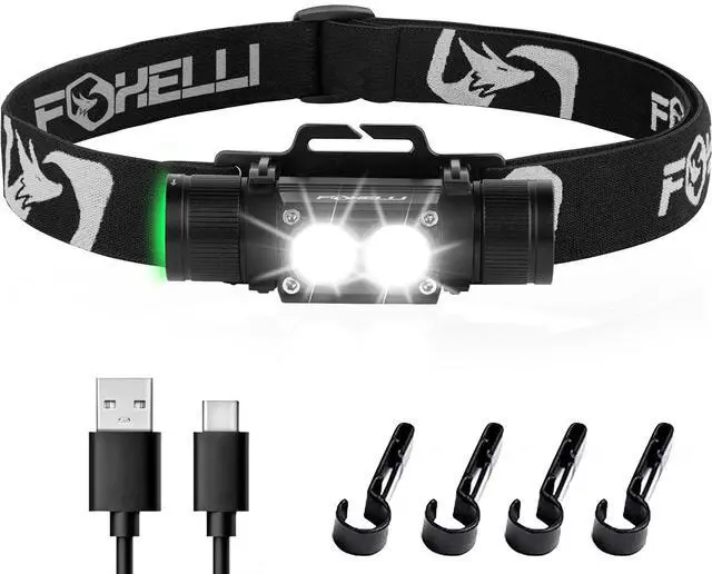 Main image of Ultra Bright Rechargeable Headlamp IPX7 Waterproof, 1200 Lumen LED Light for Work & Outdoors, with Battery & Hooks - Perfect for Hard Hat or Helmet