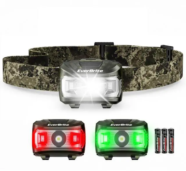 Main image of Headlamp, 300 Lumens LED Head Lamp for Kids & Adults, Red Light | Batteries Included, White Red & Green Light Modes, Memory Function, 65° Tiltable, 5 Modes, For Camping, Hiking, Emergency