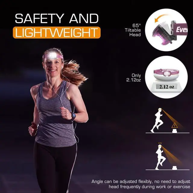 Alt view image 3 of 7 - Headlamp, 2 Pack Kids Headlamp with Red Light and Memory Function, Head Lamp for Adults and Kids with 5 Modes, Bright Headlamps for Camping, Running, Christmas Gifts, Batteries Included