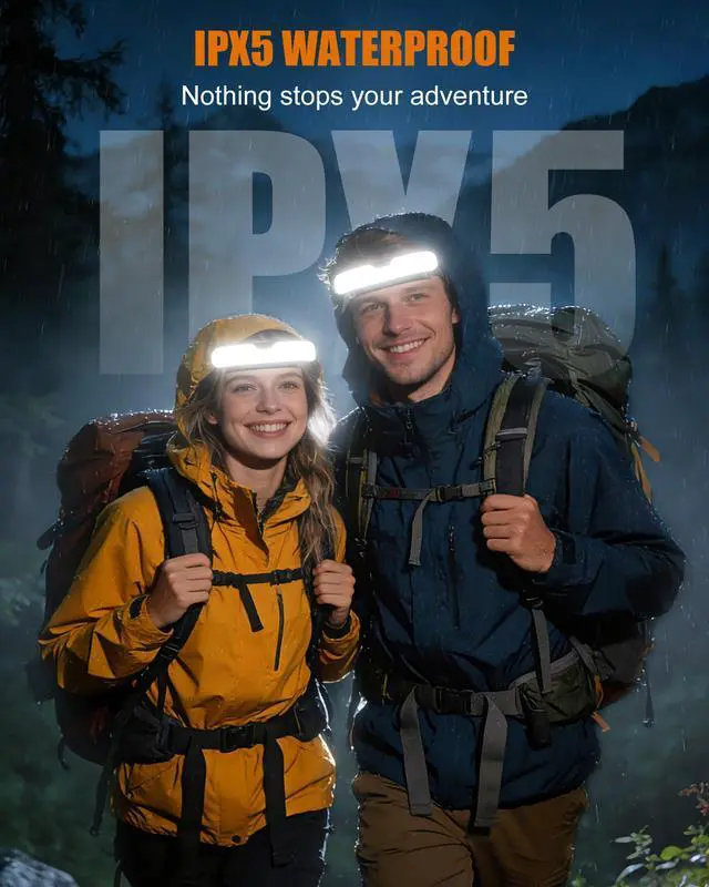 Alt view image 6 of 7 - Headlamp Rechargeable, 230° Wide Beam 500Lumen Bright LED Head Lamp | 3 Modes, Digital Power Display, 2000mAh, 90° Tilt & IPX5 Waterproof Head Lights for Forehead for Camping, Hiking, Mechanic