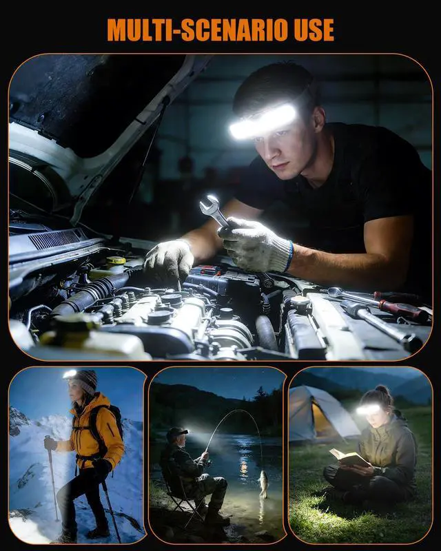 Alt view image 7 of 7 - Headlamp Rechargeable, 230° Wide Beam 500Lumen Bright LED Head Lamp | 3 Modes, Digital Power Display, 2000mAh, 90° Tilt & IPX5 Waterproof Head Lights for Forehead for Camping, Hiking, Mechanic
