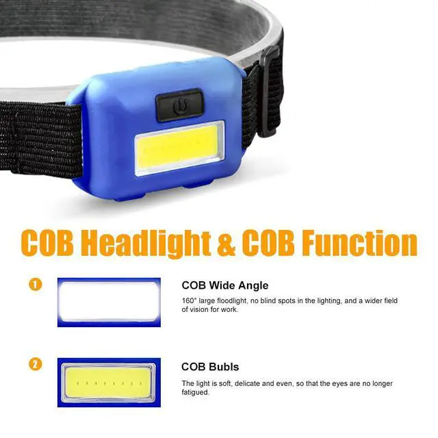 Alt view image 3 of 7 - 8 Pack Led Headlamp for Adults and Kids | 1.1oz/31g | 3 Modes | 24 AAA Batteries | COB Flood Light | Waterproof | Head Lamp for Family Camping Running Reading Hiking