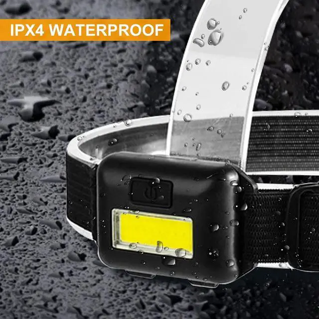 Alt view image 5 of 7 - 8 Pack Led Headlamp for Adults and Kids | 1.1oz/31g | 3 Modes | 24 AAA Batteries | COB Flood Light | Waterproof | Head Lamp for Family Camping Running Reading Hiking