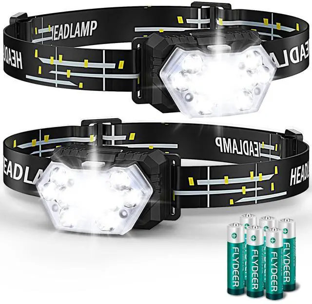 Main image of 9 LED Headlamp Battery Powered, 2 Packs 2000 Lumens Headlight | 6 AAA Batteries Included, 6 Modes, Lightweight and Adjustable, IPX5 Waterproof Head Lamp for Camping, Outdoor, Running