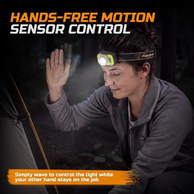 Alt view image 6 of 7 - 600LM Rechargeable Headlamp, Motion Sensor Head Lamp for Adults | Zoomable Beam, Motion Sensor, Memory Function, 600LM, Rechargeable, 75° Tilt, Spot & Floodlight, Camping, Work, Emergency