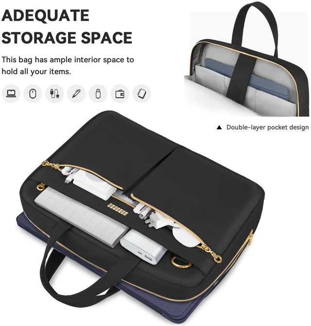 Alt view image 3 of 7 - 17 17.3 Inch Laptop Bag Case Women Men Compatible with HP OmniBook Envy Omen Pavilion/LG Gram/Dell Inspiron Precision/Yoga ThinkPad, Carrying Briefcase Messenger Computer Bag 18 inch, Black