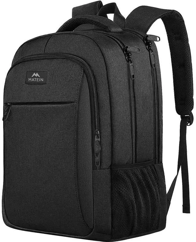 Main image of Business Laptop Backpack, 15.6 Inch Travel Work Bag for Men Women | Water Resistant Daypack, Personal Item Bag Size, Anti Theft Pocket, Luggage Strap, Computer Backpack for Work College, Black