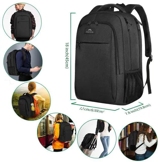 Alt view image 4 of 7 - Business Laptop Backpack, 15.6 Inch Travel Work Bag for Men Women | Water Resistant Daypack, Personal Item Bag Size, Anti Theft Pocket, Luggage Strap, Computer Backpack for Work College, Black