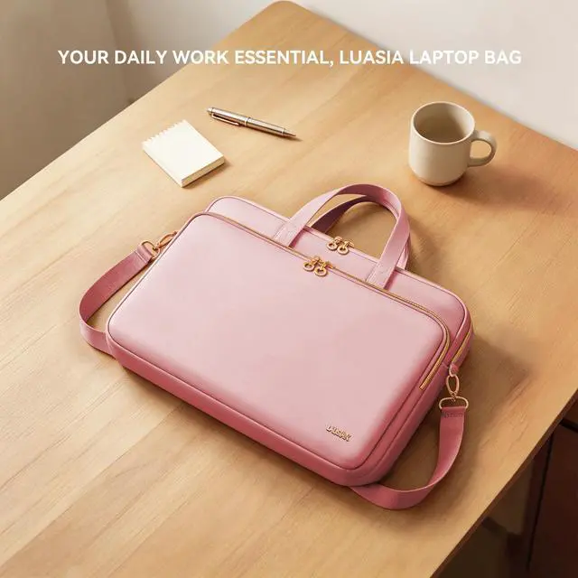 Alt view image 3 of 7 - Laptop Bag Case for Women Men Messenger Briefcase Bag, 17 17.3 Inch | Compatible with HP OmniBook Envy Omen Pavilion/Dell Inspiron Precision/LG Gram/Yoga ThinkPad, Carrying Bag 18 inch, Pink