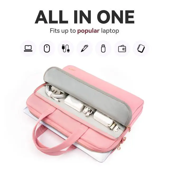 Alt view image 4 of 7 - Laptop Bag Case for Women Men Messenger Briefcase Bag, 17 17.3 Inch | Compatible with HP OmniBook Envy Omen Pavilion/Dell Inspiron Precision/LG Gram/Yoga ThinkPad, Carrying Bag 18 inch, Pink