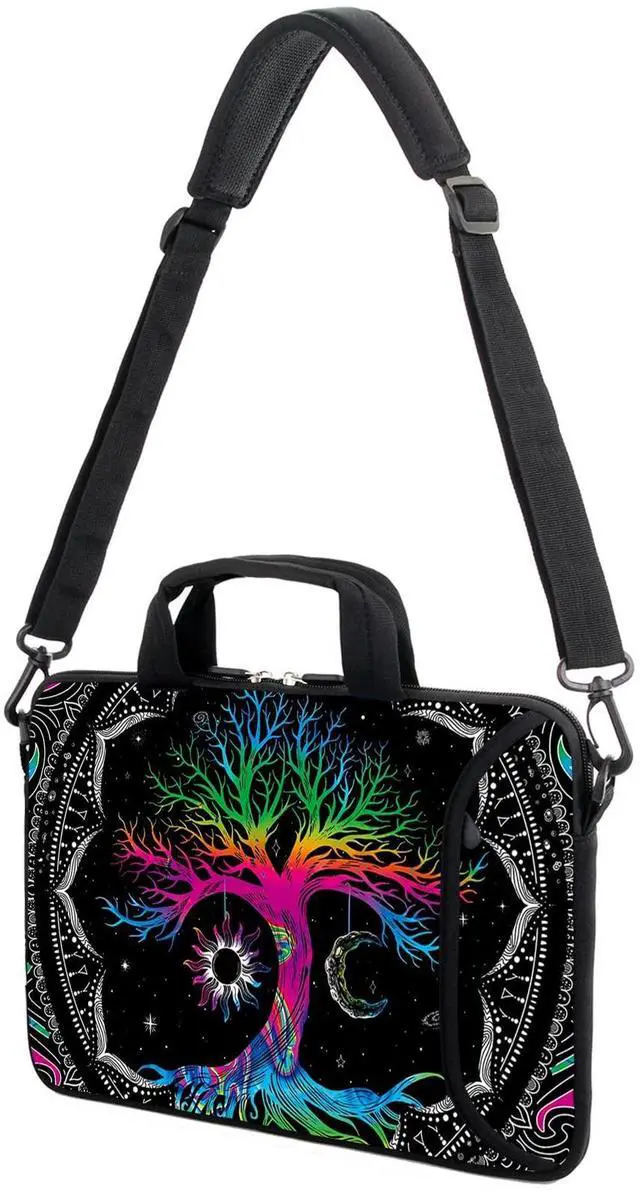 Alt view image 4 of 6 - 17" Laptop Shoulder Bag Carrying Case Adjustable shoulder straps, comfortable handle, front pocket for storing mouse (Color Tree)