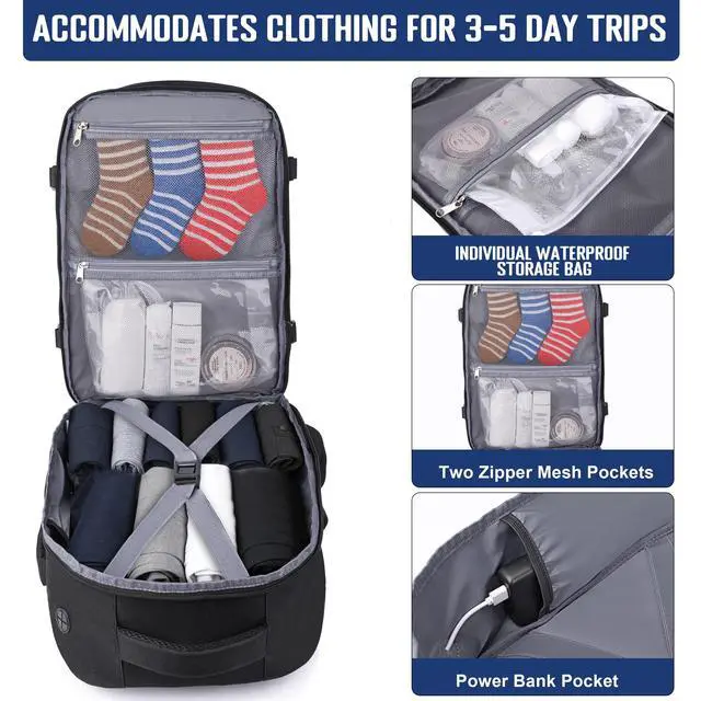 Alt view image 2 of 7 - Carry-on Backpack for Traveling Flight Approved Personal Item Bag | 17x13x8 Airplane Approved 180° Suitcase-Style Opening15.6inch Laptop Backpack Lightweight Weekender Overnight Bag