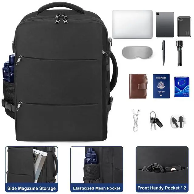 Alt view image 4 of 7 - Carry-on Backpack for Traveling Flight Approved Personal Item Bag | 17x13x8 Airplane Approved 180° Suitcase-Style Opening15.6inch Laptop Backpack Lightweight Weekender Overnight Bag