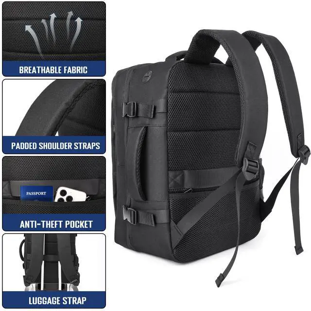 Alt view image 5 of 7 - Carry-on Backpack for Traveling Flight Approved Personal Item Bag | 17x13x8 Airplane Approved 180° Suitcase-Style Opening15.6inch Laptop Backpack Lightweight Weekender Overnight Bag