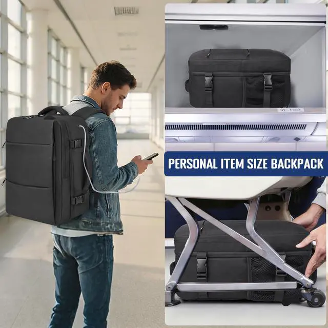 Alt view image 7 of 7 - Carry-on Backpack for Traveling Flight Approved Personal Item Bag | 17x13x8 Airplane Approved 180° Suitcase-Style Opening15.6inch Laptop Backpack Lightweight Weekender Overnight Bag