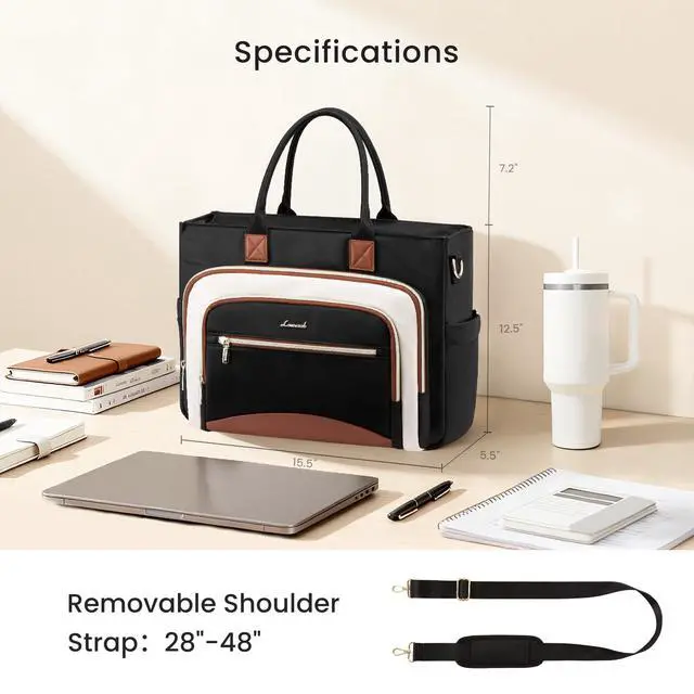 Alt view image 7 of 7 - Work Tote Bags for Women,Laptop Teacher Bag With File Organizer | Large Cup Holder,Teacher Tote Bag,Nurse Bags,Multi-Pockets Professional Briefcase Business Purses Handbag