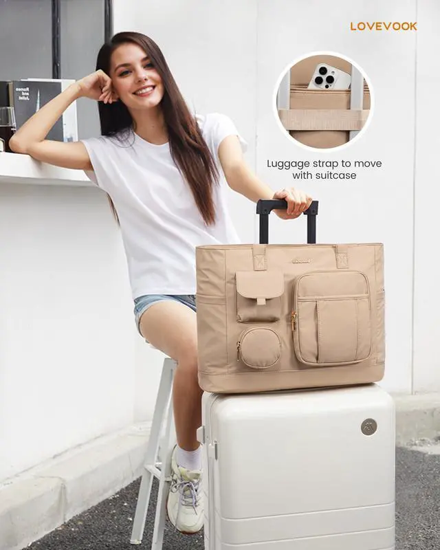 Alt view image 5 of 6 - Laptop Tote Bag for Women Work, Teacher Tote & Nurse Bags with Zipper for Travel, Daily, College,Large Purse Computer Shoulder Handbag With Multi Pockets Black
