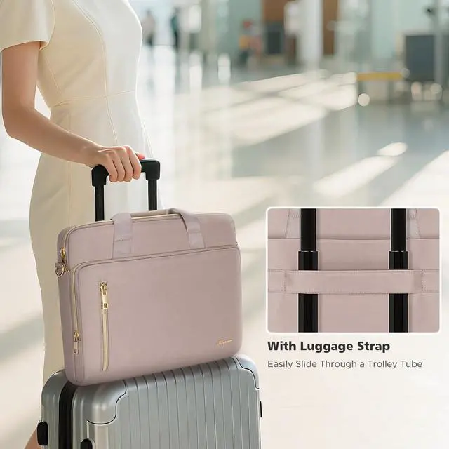 Alt view image 6 of 6 - Laptop Bag 14 Inch Computer Shoulder Case Sleeve Briefcase For MacBook Air 15 M4 M3 M2/15 Surface Laptop 7 6 5/Lenovo Flex 14/14" HP EliteBook 840 G5/14 Yoga Slim 7i Pro X/Dell,Khaki