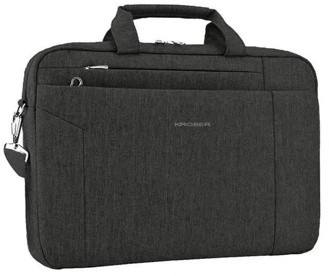 Main image of 15.6 Inch Laptop Briefcase, Computer Bag lightweight Shoulder Bag | Multi-compartment,TSA friendly, luggage strap, laptop bag for business, men and women-Black Grey