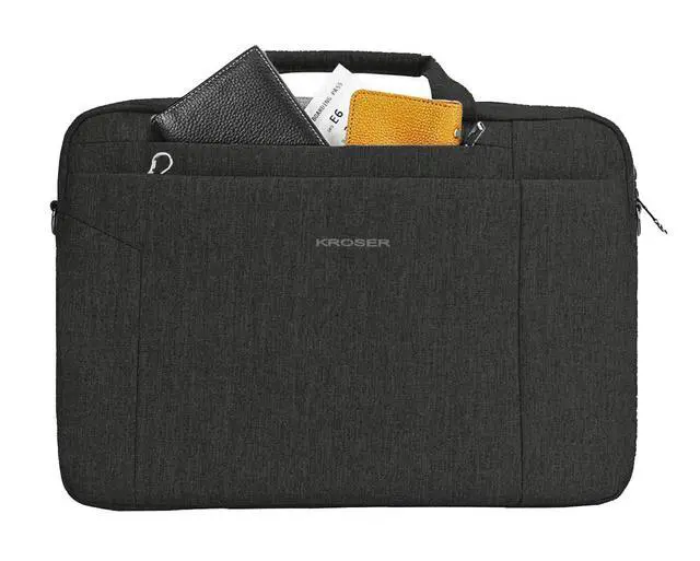Alt view image 3 of 5 - 15.6 Inch Laptop Briefcase, Computer Bag lightweight Shoulder Bag | Multi-compartment,TSA friendly, luggage strap, laptop bag for business, men and women-Black Grey