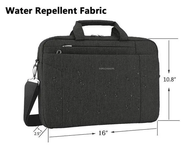 Alt view image 4 of 5 - 15.6 Inch Laptop Briefcase, Computer Bag lightweight Shoulder Bag | Multi-compartment,TSA friendly, luggage strap, laptop bag for business, men and women-Black Grey