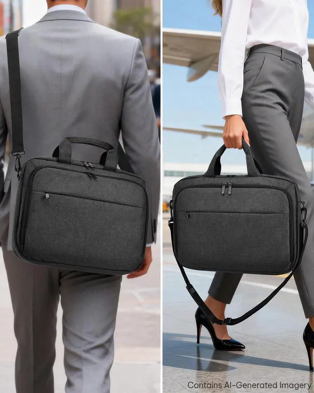 Alt view image 2 of 7 - Laptop Bag with File Organizer, 15.6" Laptop Case, Water-Resistant | Multi-Compartment Work Bag, Carry-On for Business Commute Work Travel Trip