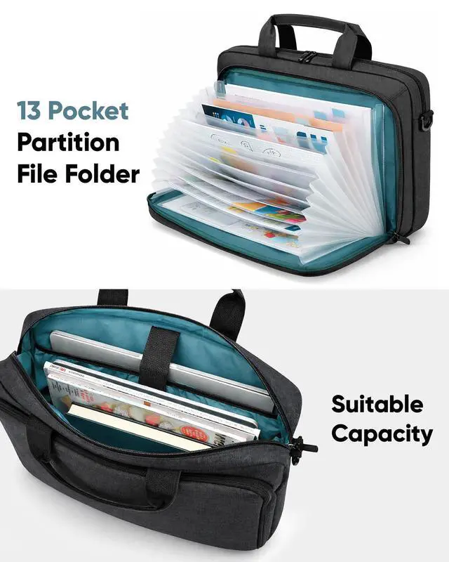 Alt view image 3 of 7 - Laptop Bag with File Organizer, 15.6" Laptop Case, Water-Resistant | Multi-Compartment Work Bag, Carry-On for Business Commute Work Travel Trip