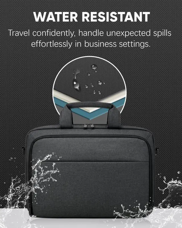 Alt view image 4 of 7 - Laptop Bag with File Organizer, 15.6" Laptop Case, Water-Resistant | Multi-Compartment Work Bag, Carry-On for Business Commute Work Travel Trip