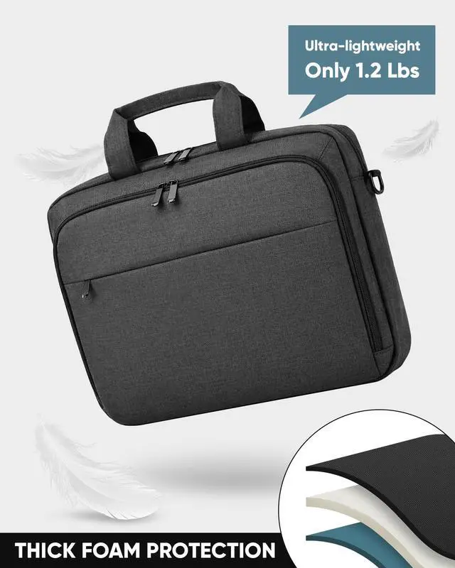 Alt view image 6 of 7 - Laptop Bag with File Organizer, 15.6" Laptop Case, Water-Resistant | Multi-Compartment Work Bag, Carry-On for Business Commute Work Travel Trip