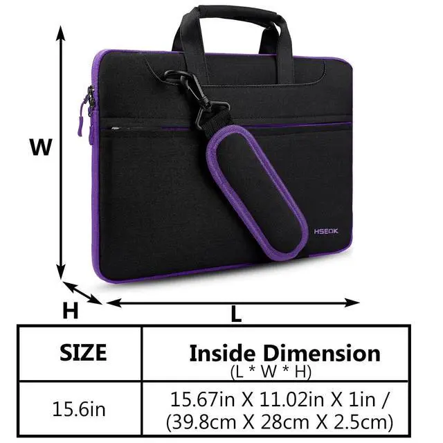 Alt view image 3 of 6 - Laptop Shoulder Bag 15 15.6 16 Inch Briefcase,Compatible MacBook Pro/Neo 16",MacBook Air/Pro 15,XPS 15/16 and most 15.6-16 and Most 15-16 Notebooks,Spill-Resistant Handbag,Black Purple