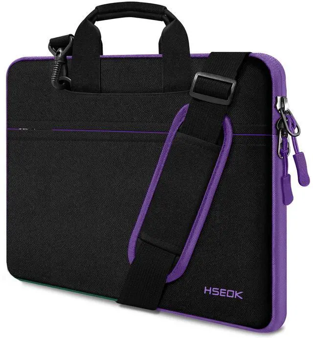 Main image of Laptop Shoulder Bag 15 15.6 16 Inch Briefcase,Compatible MacBook Pro/Neo 16",MacBook Air/Pro 15,XPS 15/16 and most 15.6-16 and Most 15-16 Notebooks,Spill-Resistant Handbag,Black Purple