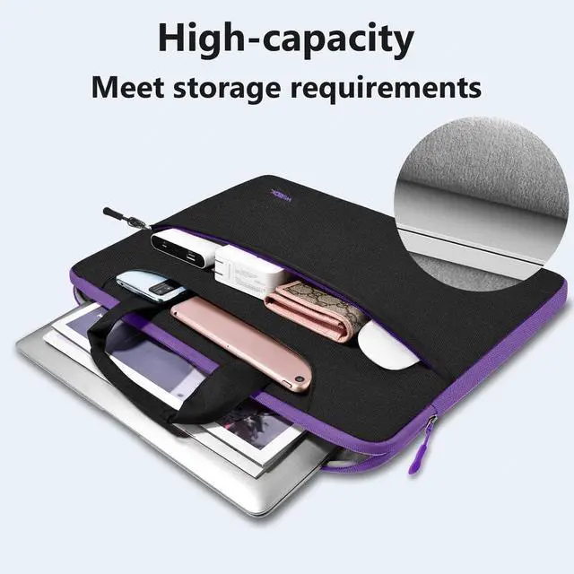 Alt view image 6 of 6 - Laptop Shoulder Bag 15 15.6 16 Inch Briefcase,Compatible MacBook Pro/Neo 16",MacBook Air/Pro 15,XPS 15/16 and most 15.6-16 and Most 15-16 Notebooks,Spill-Resistant Handbag,Black Purple
