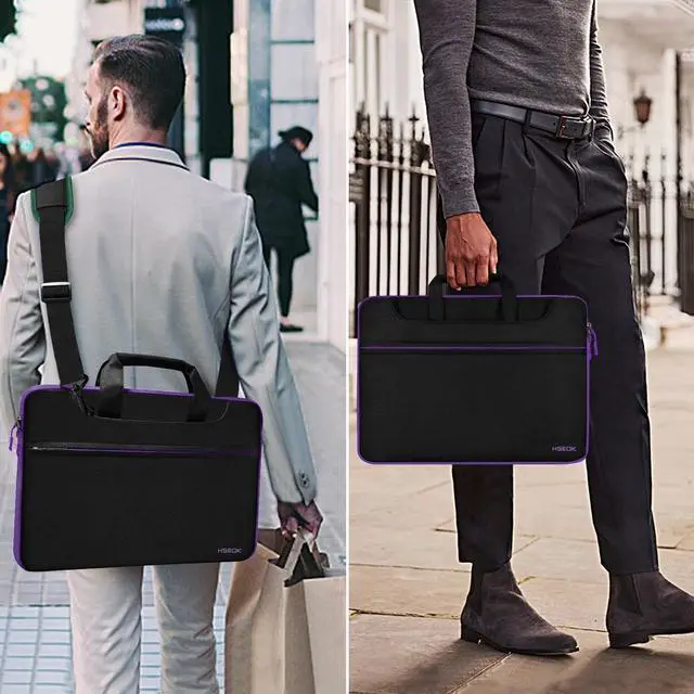 Alt view image 2 of 6 - Laptop Shoulder Bag 15 15.6 16 Inch Briefcase,Compatible MacBook Pro/Neo 16",MacBook Air/Pro 15,XPS 15/16 and most 15.6-16 and Most 15-16 Notebooks,Spill-Resistant Handbag,Black Purple
