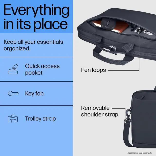 Alt view image 3 of 5 - Everyday 16-inch Laptop Briefcase, Water Resistant, Comfort Design, Trolley Strap, FSC-Certified Packaging, Removable and Adjustable Strap, Key FOB, 3-Year Warranty, Odyssey Gray