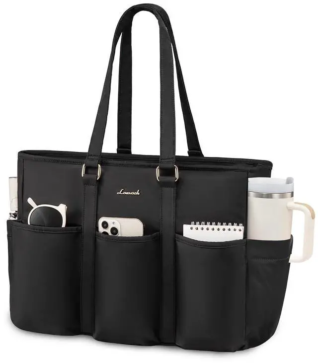Main image of Laptop Tote Bag for Women Work, Teacher Tote Bag Nurse Bag With Large Cup Holder, Utility Professional Computer Bag For Work/Travel/College/Daily, Large Purse Handbag With Multi Pockets