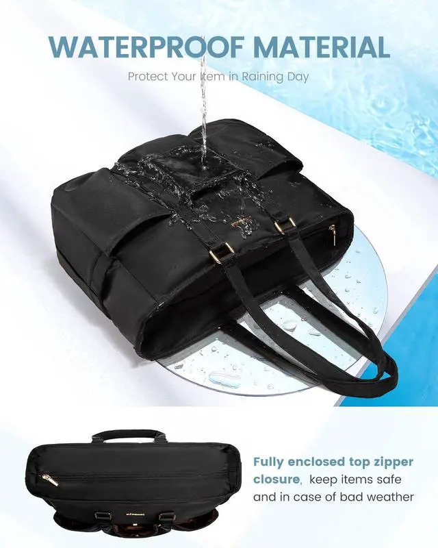 Alt view image 5 of 7 - Laptop Tote Bag for Women Work, Teacher Tote Bag Nurse Bag With Large Cup Holder, Utility Professional Computer Bag For Work/Travel/College/Daily, Large Purse Handbag With Multi Pockets
