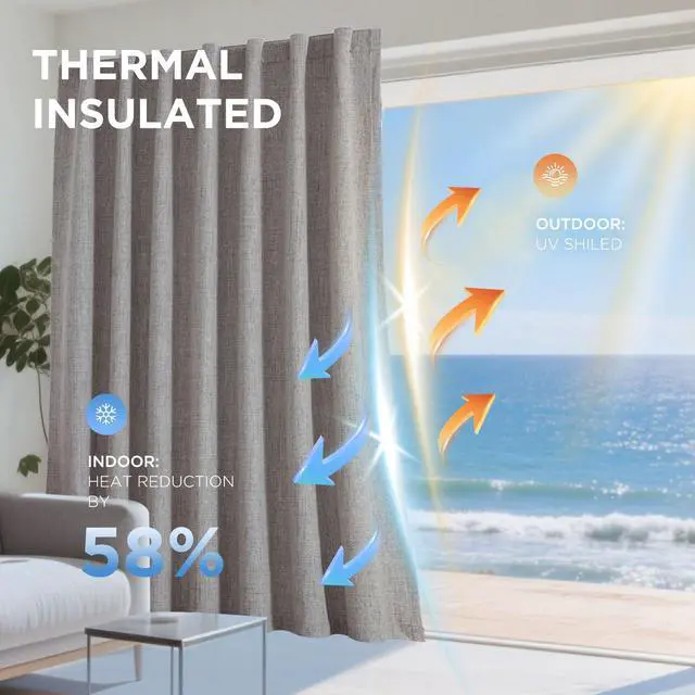 Alt view image 4 of 7 - 100% Blackout Curtains for Bedroom - Nature Linen 84 Inch Long | Light Blocking 2 Panels Set, Rod Pocket & Back Tabs Living Room Drapes, Thermal Insulated Room Darkening Window Curtains